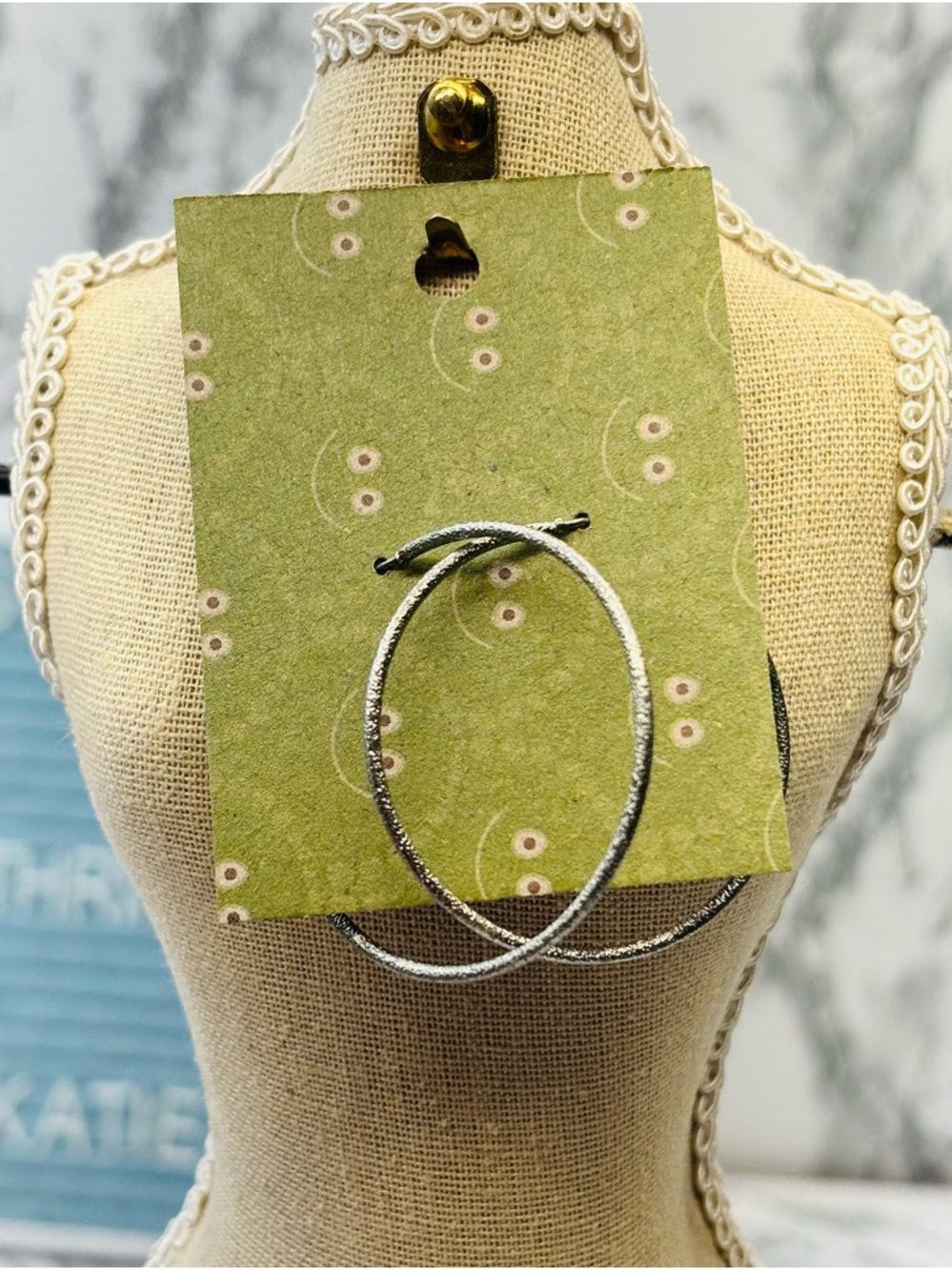 Dainty Silver Textured Hoop Earrings Post